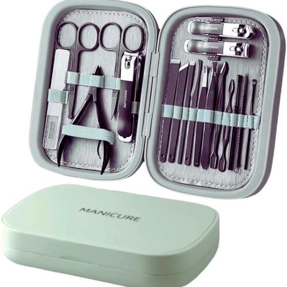18-in-1 Manicure & Pedicure Set – Stainless Steel Grooming Kit with Case - Picture 1 of 7